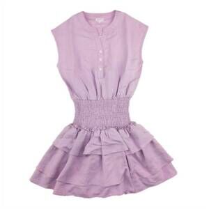 NEW PLEAT girls drew dress in lilac linen